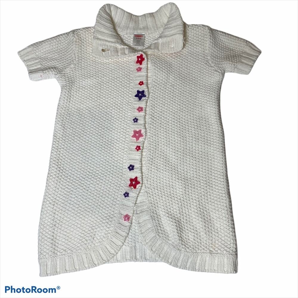 GYMBOREE SWEATER Crochet SHIFT DRESS Star button S